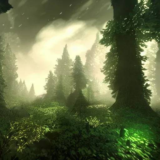 Image similar to enchanted magical mysterious forest, parallax layer from a gorgeous indie platform game, on a white background, intricate, highly detailed, volumetric fog, masterpiece