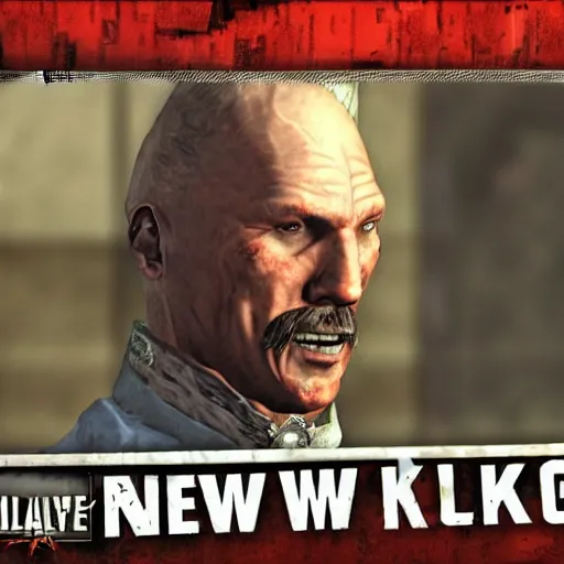 Image similar to Close up screenshot of Janusz Korwin-Mikke in the game Fallout: New Vegas (2010), screenshot from Fallout: New Vegas (2010)