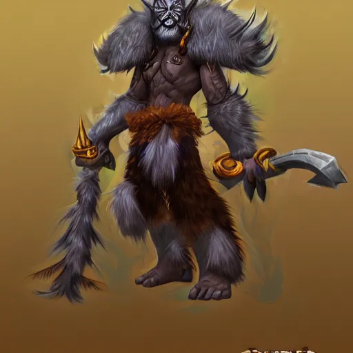 Image similar to world of warcraft, troll druid, trending on artstation, concept character