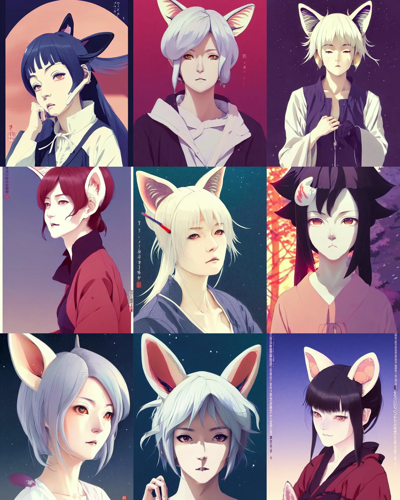 Prompt: A beautiful kitsune older woman with fox ears || VERY VERY ANIME!!!, fine-face, age lines, silver hair, realistic shaded perfect face, fine details. Anime. realistic shaded lighting poster by Ilya Kuvshinov katsuhiro otomo ghost-in-the-shell, magali villeneuve, artgerm, Jeremy Lipkin and Michael Garmash and Rob Rey