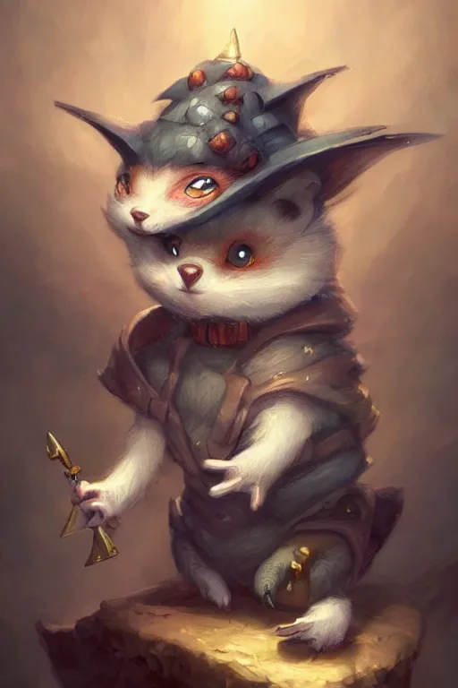 Image similar to cute little anthropomorphic oppossum wizard, tiny, small, baby animal, short, cute and adorable, pretty, beautiful, DnD character art portrait, matte fantasy painting, DeviantArt Artstation, by Jason Felix by Steve Argyle by Tyler Jacobson by Peter Mohrbacher, cinematic lighting