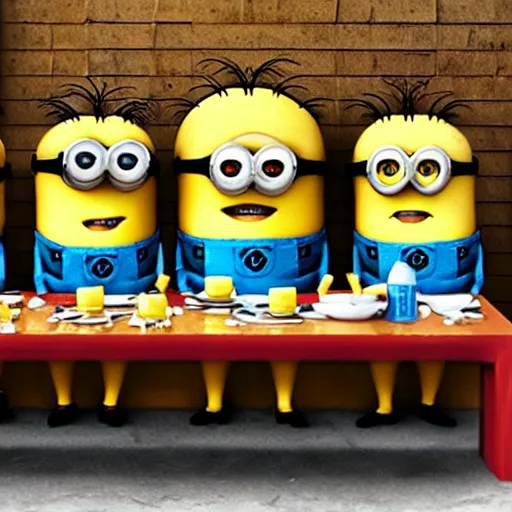 Image similar to Last Supper of Minions,