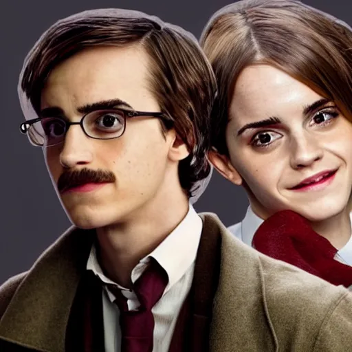 Prompt: Emma Watson as The Doctor's newest companion. Ricky Berwick as The Doctor. Promotional Poster.