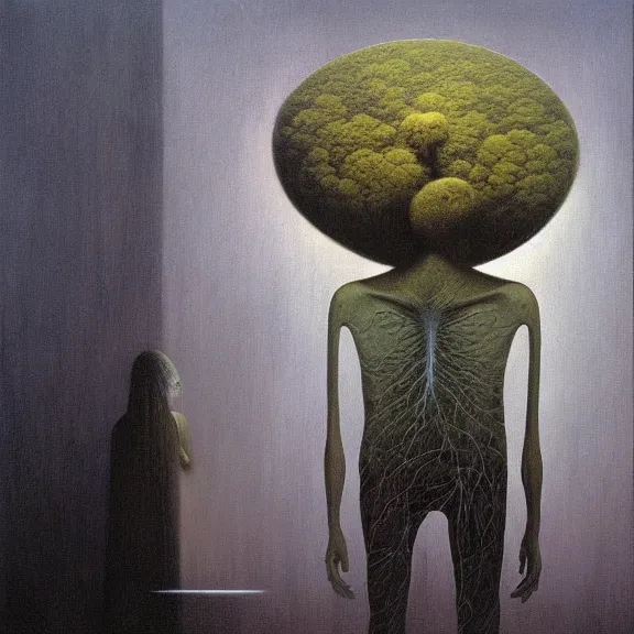 Image similar to a Painting representing mind games, Zdzislaw Beksinski, Ivan Seal, The Caretaker, Leyland Kirby