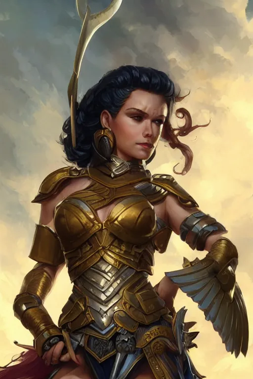 Image similar to amazon valkyrie athena, d & d, fantasy, portrait, highly detailed, headshot, digital painting, trending on artstation, concept art, sharp focus, illustration, art by artgerm and greg rutkowski and magali villeneuve