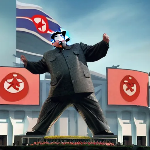 Prompt: Kim Jong Un fighting a kaiju