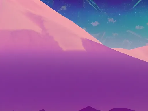 Prompt: a beautiful image of a misty mountain, vaporwave style, dark purple color scheme, artstation, 4 k