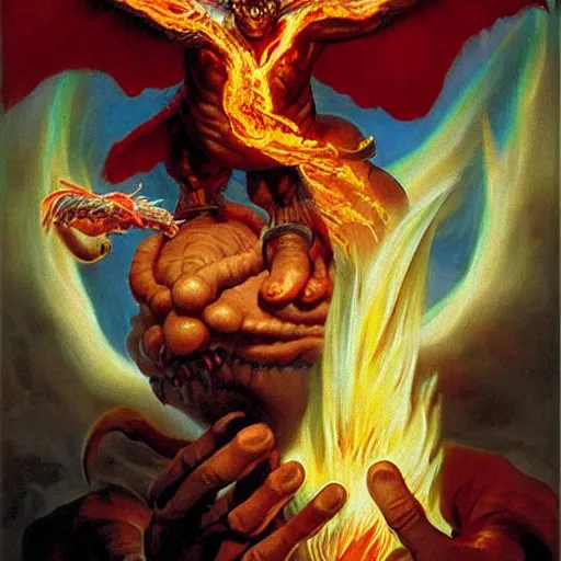 Balrog With Flaming Wings, Wreathed In Smoke, Wearing 