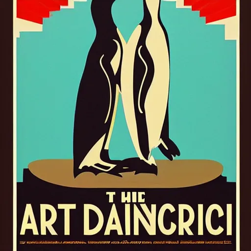 Prompt: “Art Deco retro movie poster advertising arch Linux including an arch and a penguin and the word ARCH”