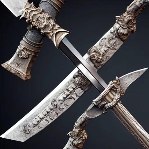 Image similar to renaissance sword sculpture, highly detailed, photorealistic portrait, bright studio setting, studio lighting, crisp quality and light reflections, unreal engine 5 quality render