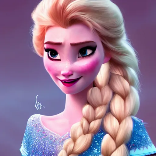 Image similar to Elsa from Frozen, long-shot, fantasy, medieval, vivid colors, elegant, concept art, sharp focus, beautiful face, digital art, Hyper-realistic, 4K, Unreal Engine, Highly Detailed, HD, Dramatic Lighting by Brom, trending on Artstation