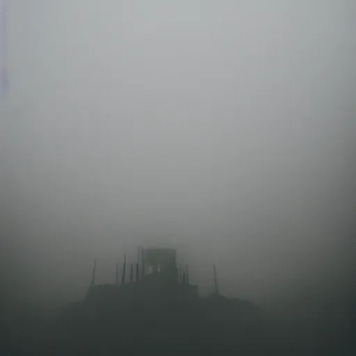 Image similar to haunted skull island, fog, cinematic