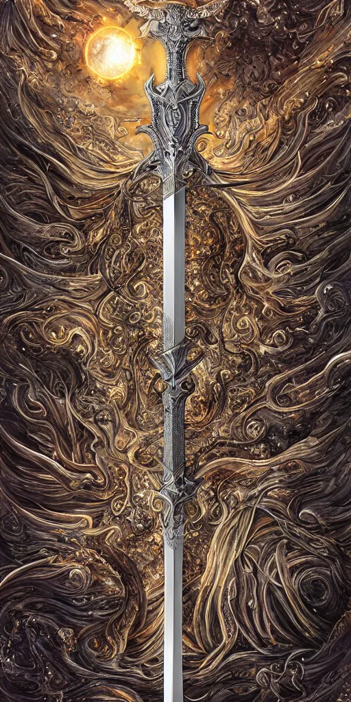 Image similar to a sword made from metal of a dying star, intricate, highly detailed, digital painting, sharp focus, fantasy, magical