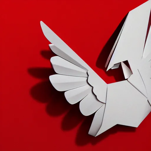 Image similar to low poly, vector, white eagle icon, in a book, red background, cgsociety, artstation, octane render