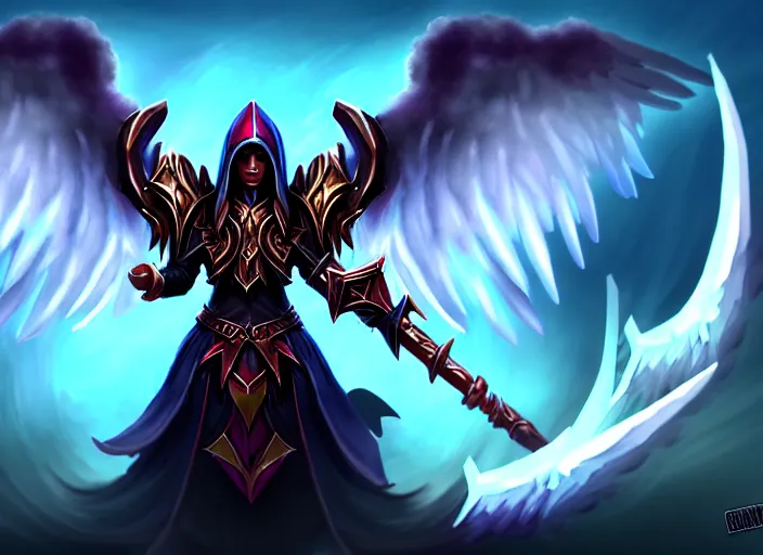 Image similar to champion splashart of champion made out of angel of death