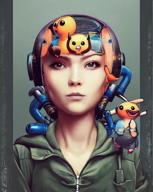 Image similar to lofi BioPunk Pokemon Pikachu portrait Pixar style by Tristan Eaton_Stanley Artgerm and Tom Bagshaw,