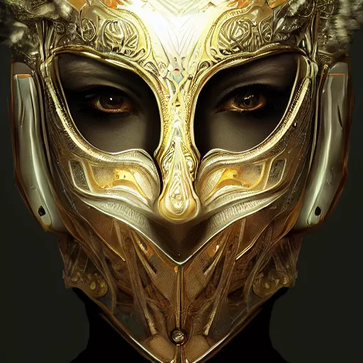 Image similar to Very very very very highly detailed epic photo of face with venetian mask, intricate, dystopian, sci-fi, extremely detailed, digital painting, artstation, concept art, smooth, sharp focus, illustration, intimidating lighting, incredible art by Artgerm and Anton Pieck