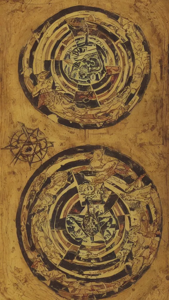 Prompt: sigillum dei, wax discs, by john dee circa 1 5 8 2