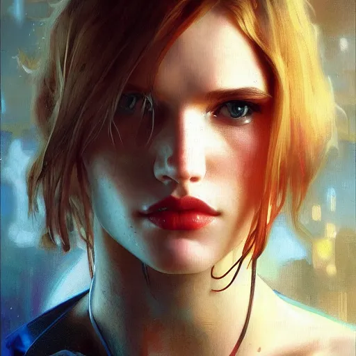 Image similar to full figure bella thorne as a nurse, hyperrealistic portrait, bladerunner street, art of elysium by jeremy mann and alphonse mucha, fantasy art, photo realistic, dynamic lighting, artstation, poster, volumetric lighting, very detailed face, 4 k, award winning