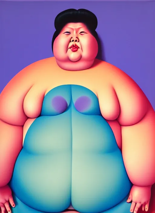 Prompt: cute fat woman by shusei nagaoka kaws david rudnick airbrush on canvas pastell colors cell shaded 8 k