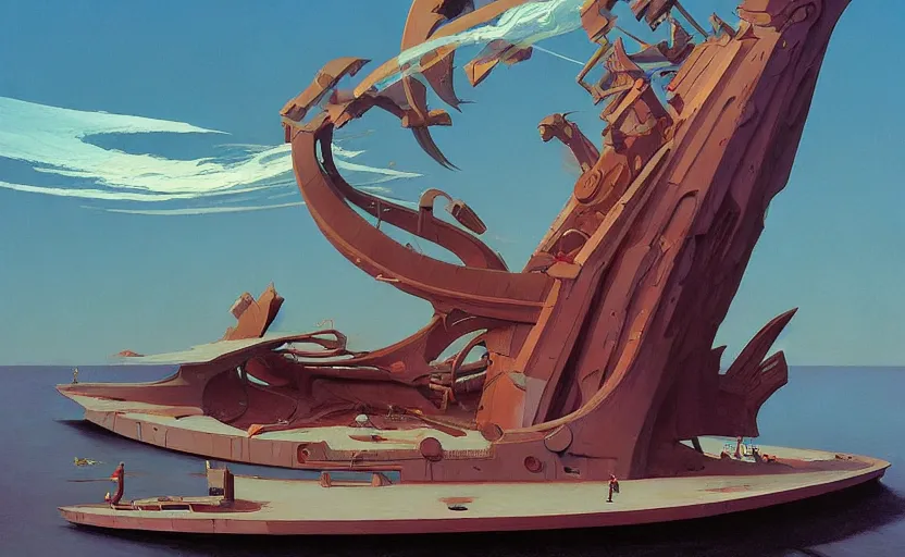 Image similar to Mysteriuos Old ship board, very coherent, painted by Edward Hopper, Wayne Barlowe, painted by James Gilleard, airbrush, art by JamesJean