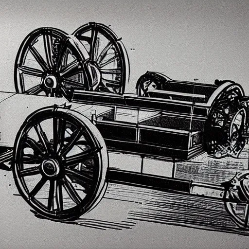 Image similar to technical drawings for the construction of the time machine car