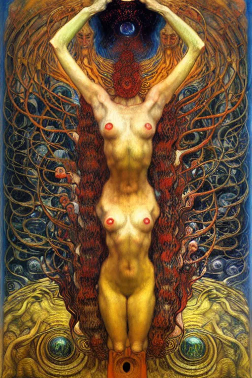 Image similar to Divine Chaos Engine by Karol Bak, Jean Delville, William Blake, Gustav Klimt, and Vincent Van Gogh, symbolist, visionary