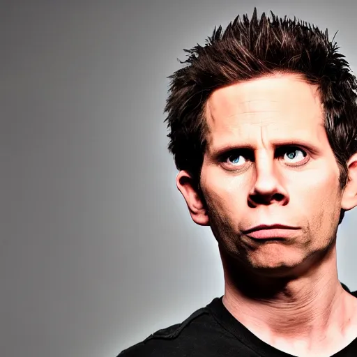 Prompt: dennis reynolds staring menacing into the camera