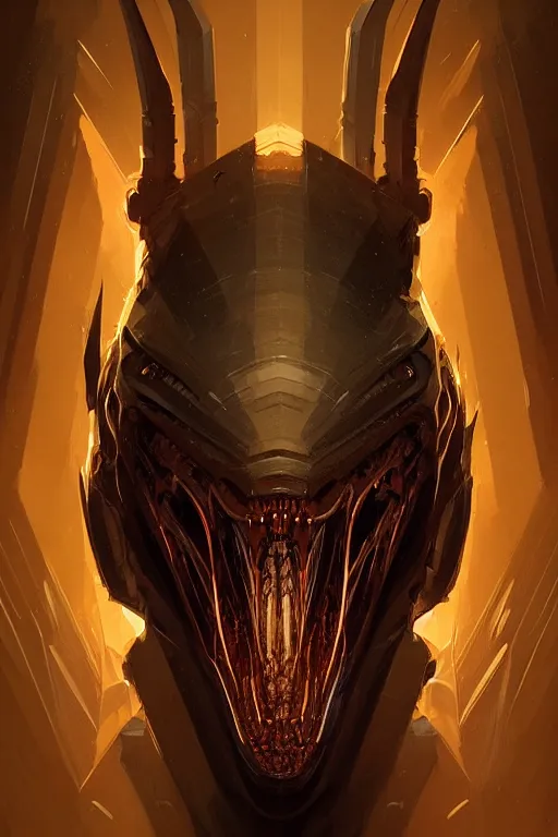 Prompt: professional concept art symmetrical portrait of a horrendous mechanical predatory species in a dark room by artgerm and greg rutkowski. an intricate, elegant, highly detailed digital painting, abstraction, concept art, smooth, sharp focus, illustration, in the style of cam sykes.