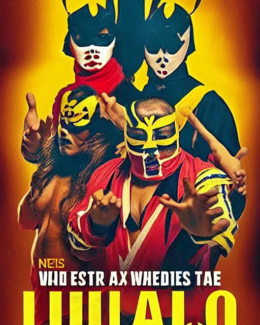 Prompt: movie poster for a lucha - libre themed wuxia film directed by wes anderson