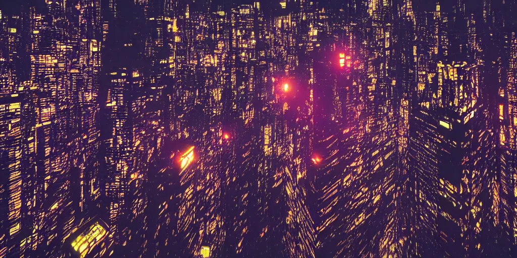 Prompt: endless forest of high buildings, with colorful neon nights, gaint black moon, cyberpunk, wide, highly detailed, 8 k, by andrew tarkovsky