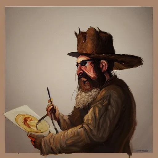 Prompt: UPDATEDUPDATED ITECARD ABOVE BEARDS THE TRAA MAKER OF THE BRETS, PIE bists A painting of doom by AnthonyDini and Greg Bearden trending on Artstation.eu