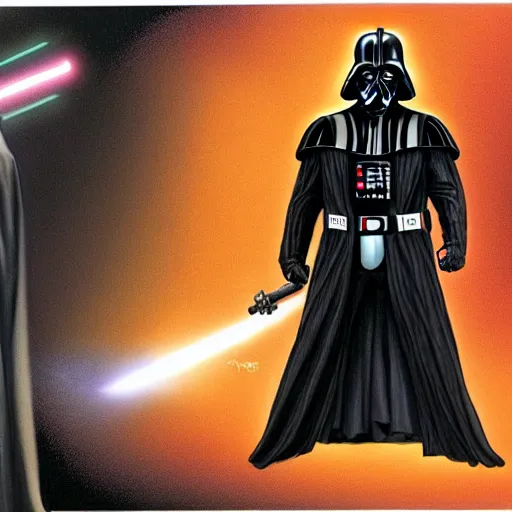 Image similar to darth vader as a redeemed jedi knight, concept art