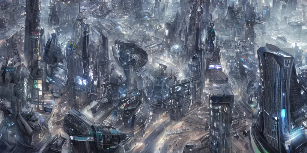 Image similar to Futuristic London in a sci-fi style, hyper realistic, very detailed, 8K,