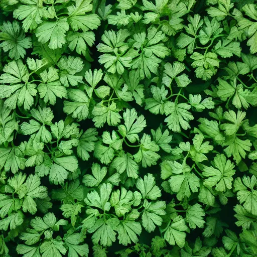 Image similar to a repeated pattern of green parsley leaves high detail