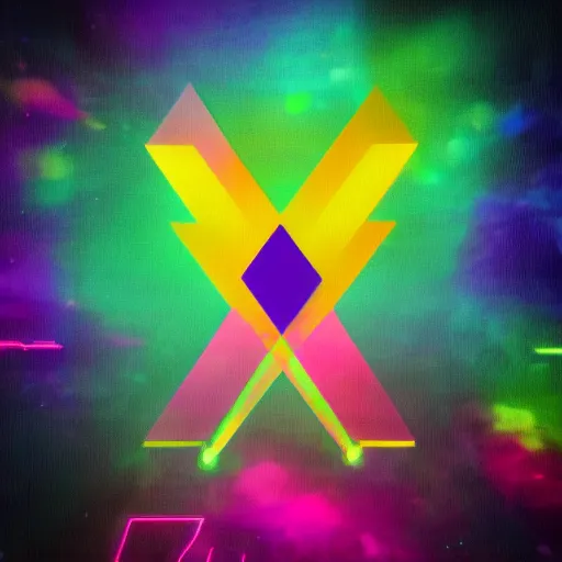 Image similar to Etherium logo from many colors, abstract concept, retrowave synth, digital art