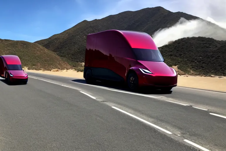 Image similar to Tesla cyber truck on the California pch