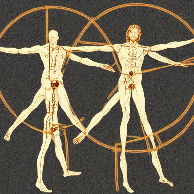 Prompt: Vitruvian Man in real life with 4 arms and 4 legs doing cartwheels in a park, ultra detailed, 8k resolution, ultrarealistic