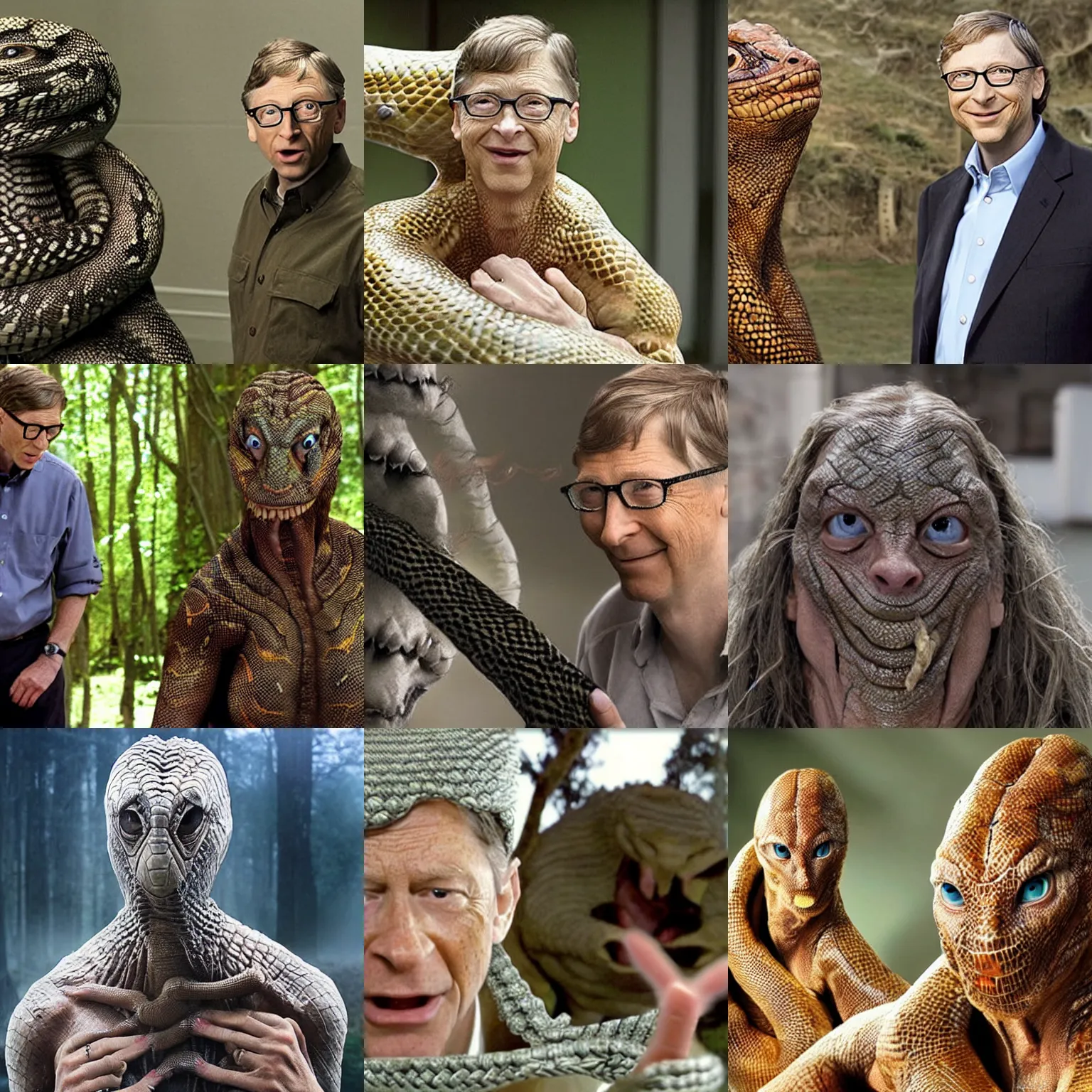 Prompt: still photo from the film hisss ( 2 0 1 0 ) with bill gates as snake woman, hyper realistic, highly detailed