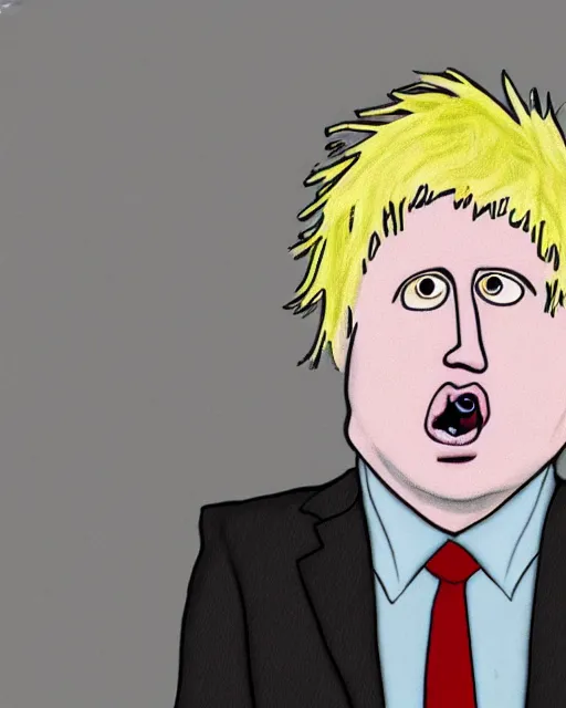 Prompt: Portrait of Boris Johnson in the style of Justin Roiland artwork