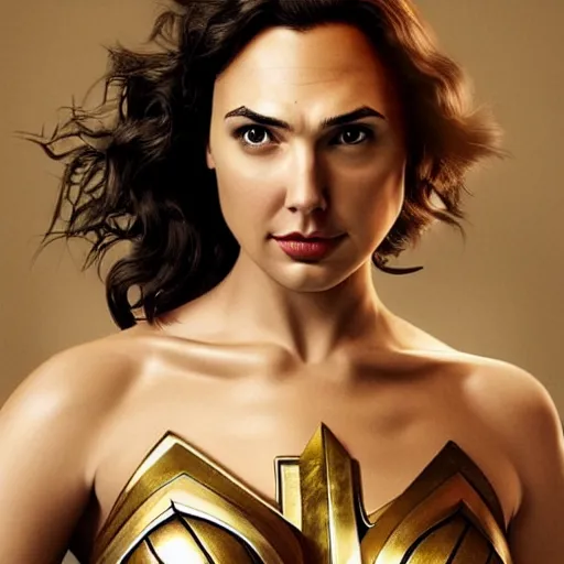 Image similar to an potrait of gal gadot cast of power girl, photorealistic, high detail, full body shot.