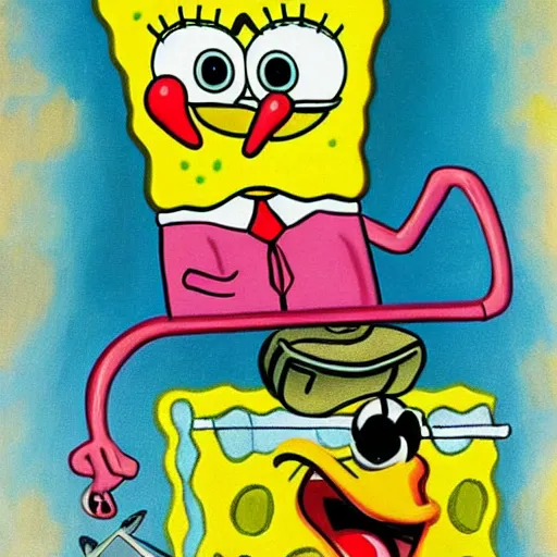 Image similar to spongebob painted by salvador dali