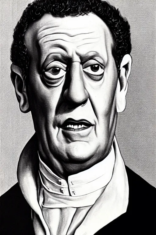 Prompt: Newman from Seinfeld in an Elizabeth portrait, highly detailed,