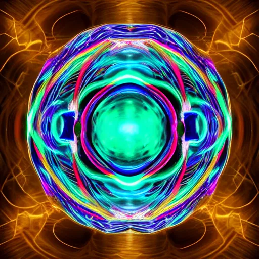 Image similar to psychonautist in a crystal sphere, digital art, award winning, volumetric lighting