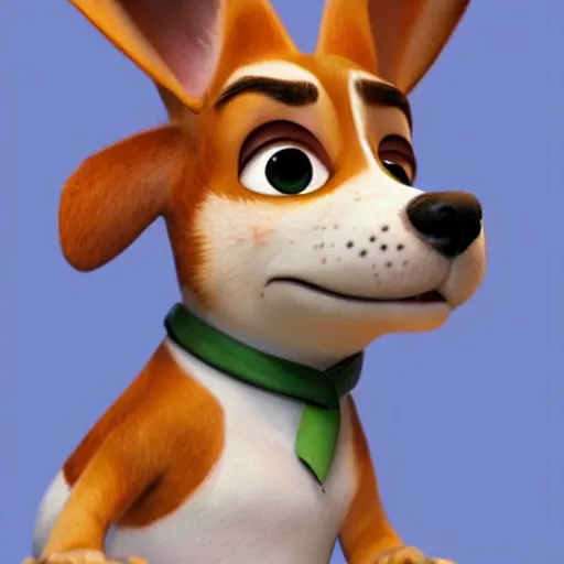 Image similar to portrait of jack russel terrier character, concept art, zootopia