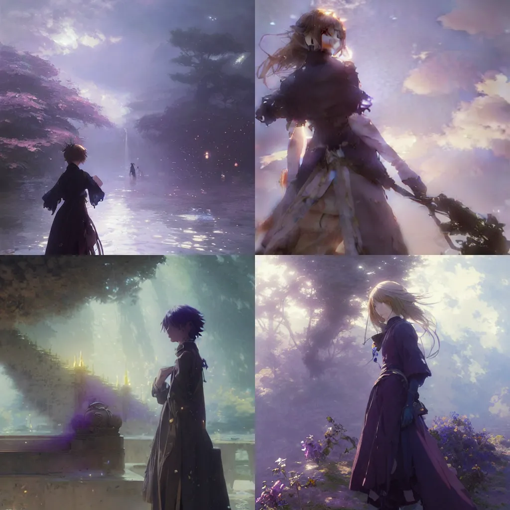 Image similar to female violet evergarden anime, intricate, sharp focus, illustration, highly detailed, digital painting, concept art, matte, art by ruan jia and wlop and greg rutkowski, masterpiece