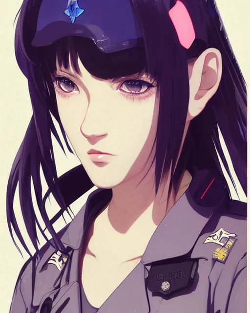 Image similar to police officer girl very very anime!!! fine face, audrey plaza, realistic shaded perfect face, fine details. anime. realistic shaded lighting cyberpunk futuristic neon tattoos styled hair reflective puffy sheen film jacket decorated poster by ilya kuvshinov katsuhiro otomo ghost in the shell magali villeneuve artgerm jeremy lipkin michael garmash rob rey