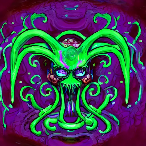 Image similar to friendly cthullu, high quality, digital art, trending on artstation, happy, colourful, centered, smooth