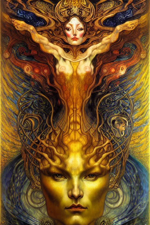 Image similar to Divine Chaos Engine by Karol Bak, Jean Delville, William Blake, Gustav Klimt, and Vincent Van Gogh, symbolist, visionary