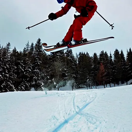 Image similar to photo of a guy skiing, the ground is all ice - cream!!!!!!!!!!!!!!!